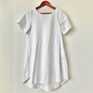 White Short Sleeve Mini Dress - Clean A-Line Shift